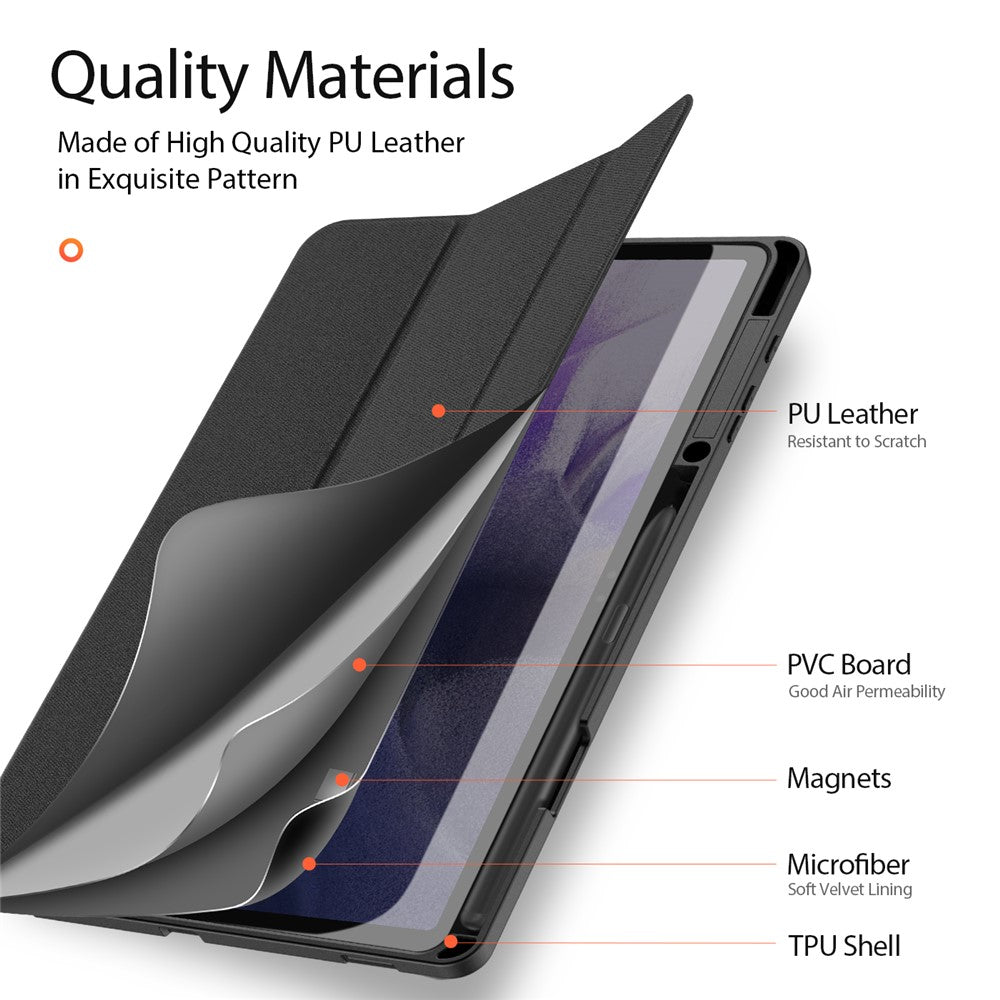Dux Ducis Domo Series Tri-fold Stand PU Leather + TPU Tablet Case Cover with Pen Slot - For Samsung Galaxy Tab S7+ / S8+ / S7 FE