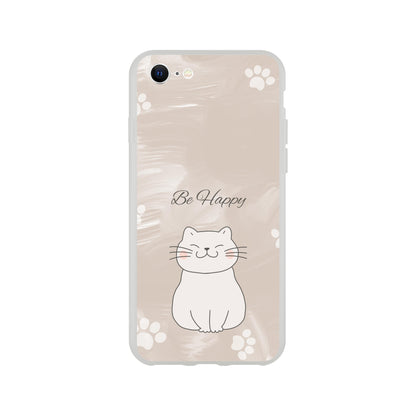 Be Happy Smiling Cat Flexi Case Cover - For iPhone 14 / 13 / 12 / 11 / X / 8 / 7 Series