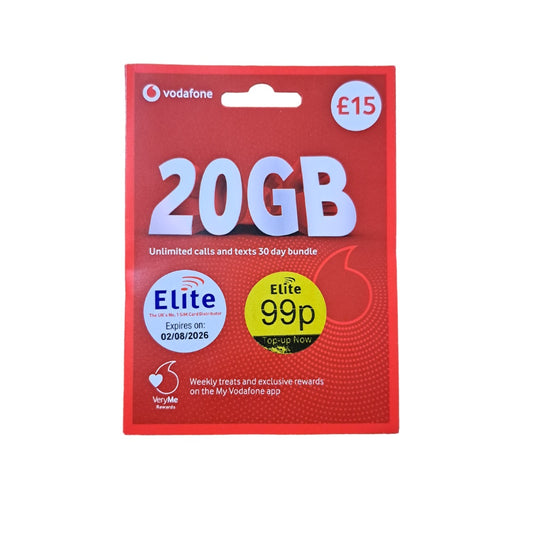 Vodafone Pay As You Go Sim Card 30 Day Bundle - £15 - MosAccessories.co.uk