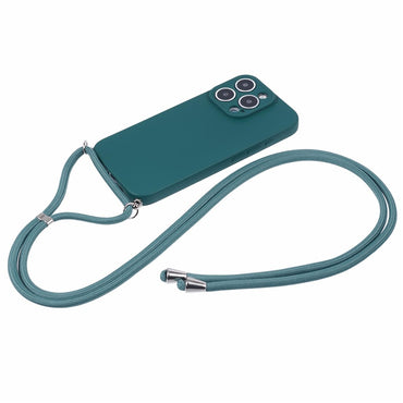 Crossbody Case Flexible TPU Fiber Lining Anti-Shock Phone Cover - For iPhone 16 Pro