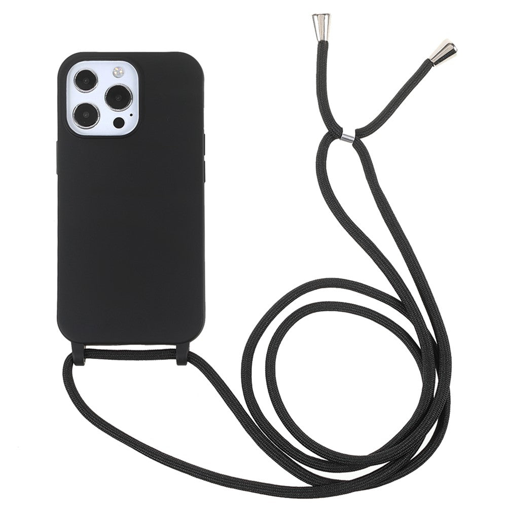 Crossbody Case Soft TPU Phone Cover with Adjustable Lanyard - For iPhone 16 Pro
