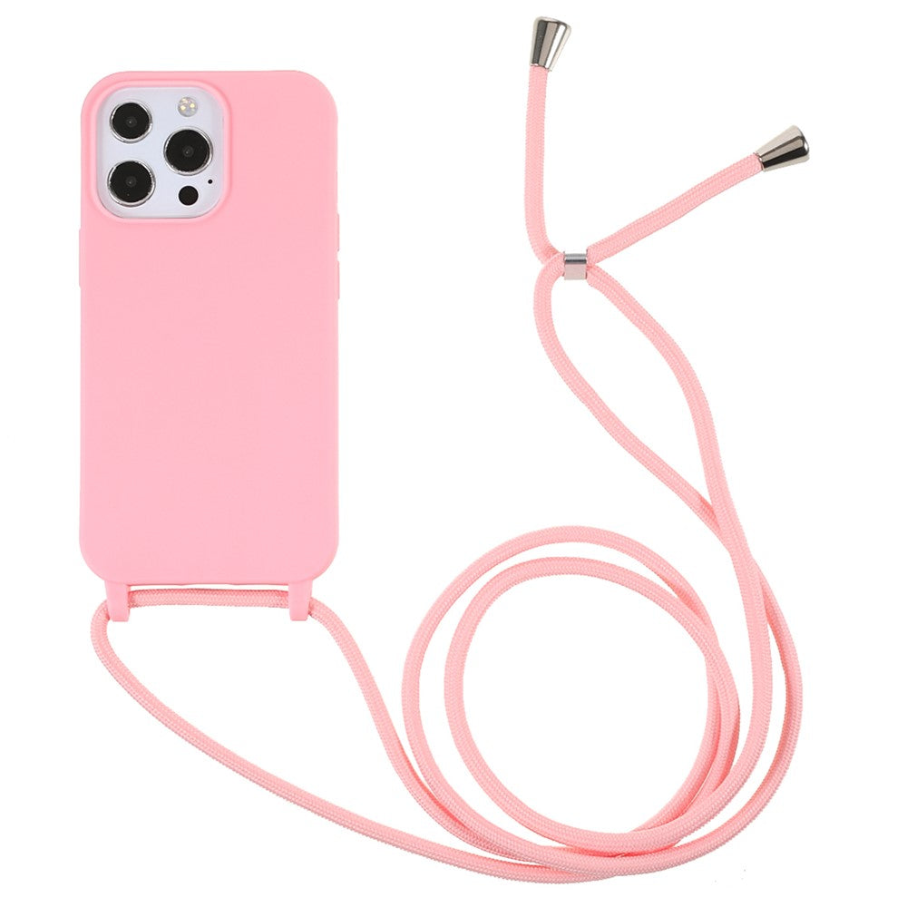 Crossbody Case Soft TPU Phone Cover with Adjustable Lanyard - For iPhone 16 Pro
