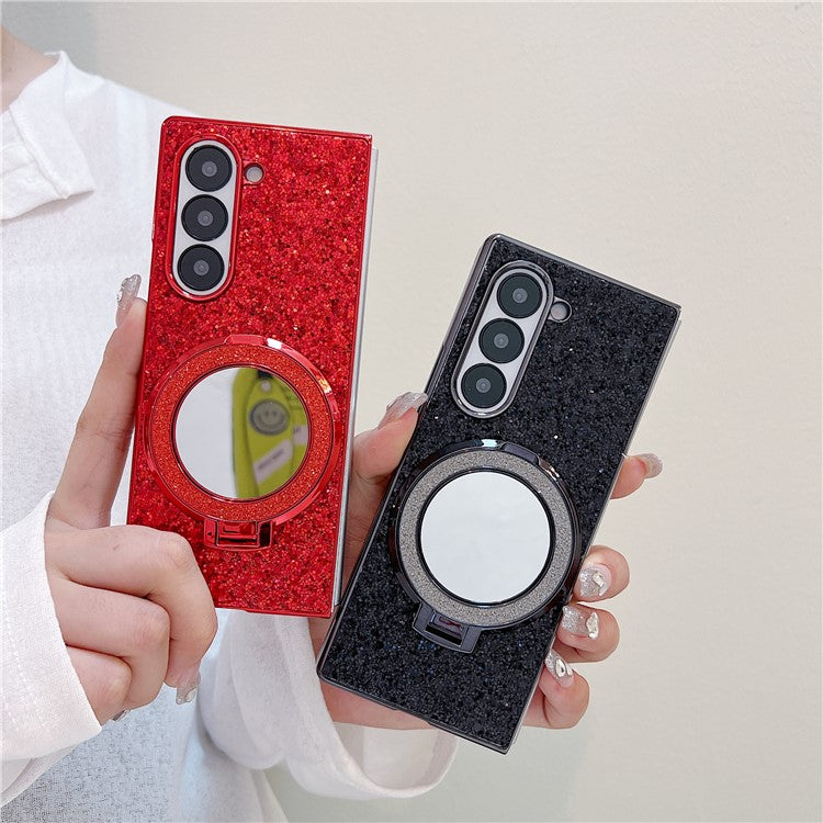 TPU+PC Kickstand Case Compatible with MagSafe Phone Cover with Mirror - For Samsung Galaxy Z Fold6
