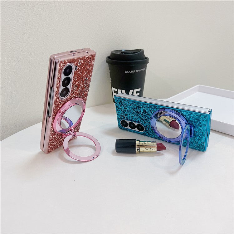 TPU+PC Kickstand Case Compatible with MagSafe Phone Cover with Mirror - For Samsung Galaxy Z Fold6