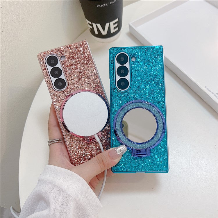 TPU+PC Kickstand Case Compatible with MagSafe Phone Cover with Mirror - For Samsung Galaxy Z Fold6