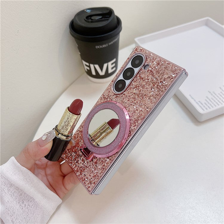 TPU+PC Kickstand Case Compatible with MagSafe Phone Cover with Mirror - For Samsung Galaxy Z Fold6