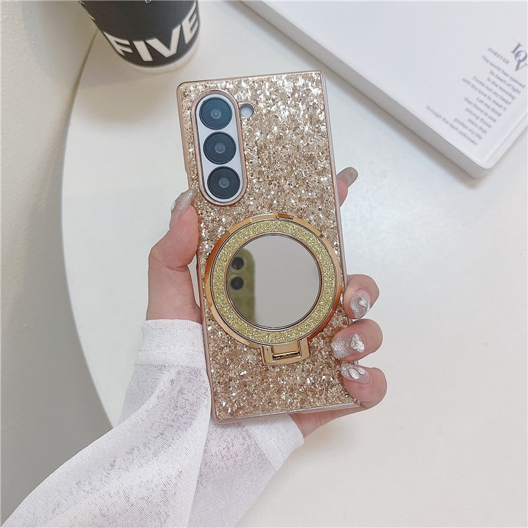 TPU+PC Kickstand Case Compatible with MagSafe Phone Cover with Mirror - For Samsung Galaxy Z Fold6
