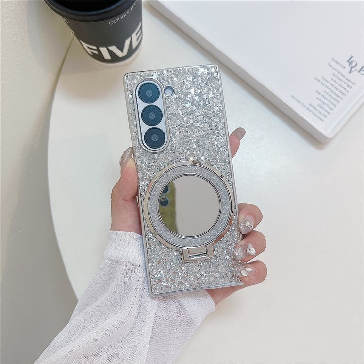 TPU+PC Kickstand Case Compatible with MagSafe Phone Cover with Mirror - For Samsung Galaxy Z Fold6