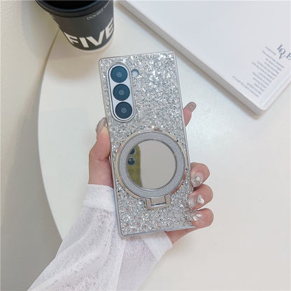 TPU+PC Kickstand Case Compatible with MagSafe Phone Cover with Mirror - For Samsung Galaxy Z Fold6