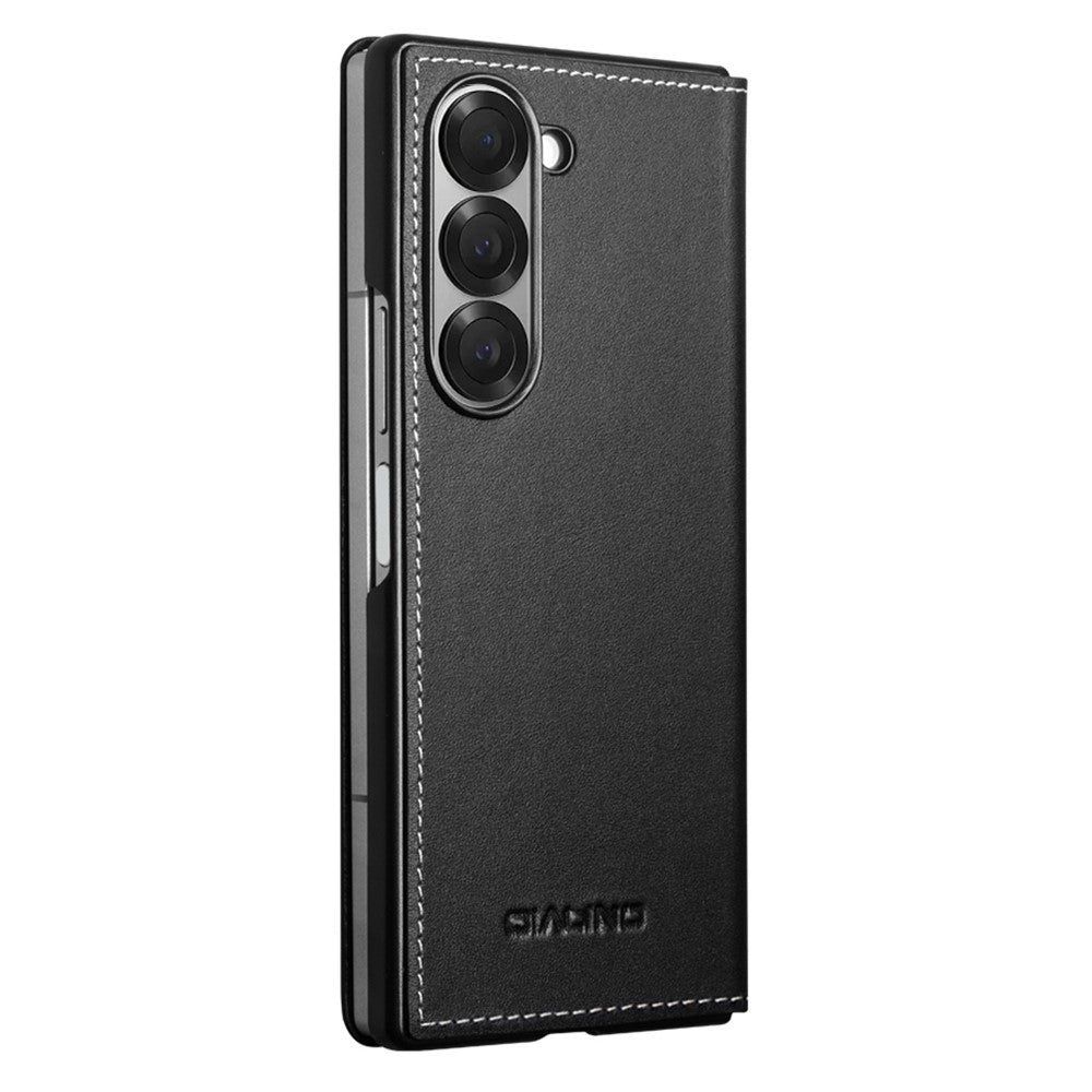 Qialino Genuine Cow Leather Flip Black Cover - For Samsung Galaxy Z Fold6