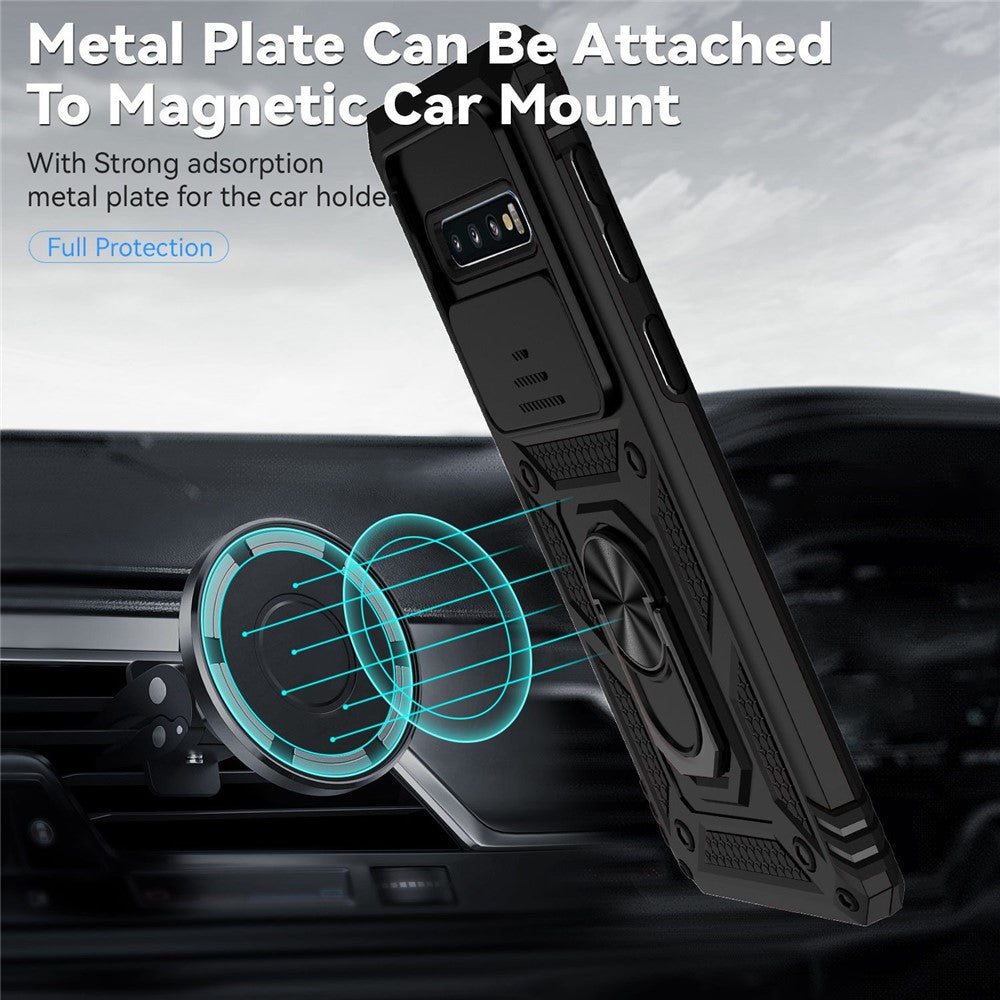 PC + TPU Metal Ring Kickstand Case - For Samsung Galaxy S10