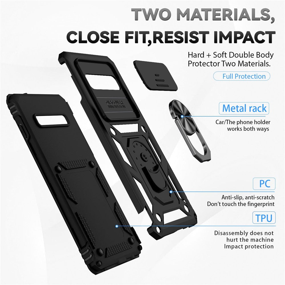 PC + TPU Metal Ring Kickstand Case - For Samsung Galaxy S10