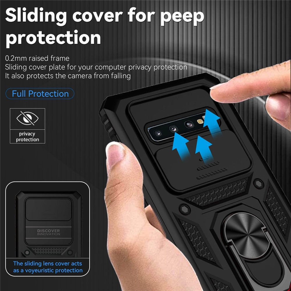 PC + TPU Metal Ring Kickstand Case - For Samsung Galaxy S10