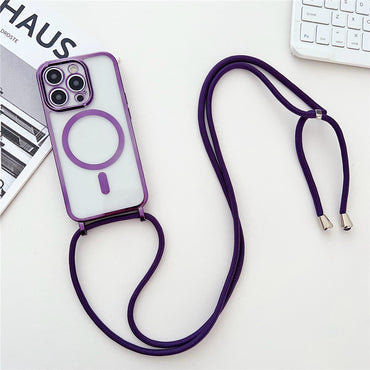 Electroplating TPU Case Compatible with MagSafe with Long Lanyard - For iPhone 16 Pro