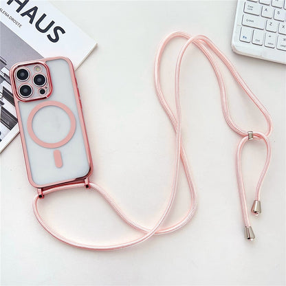 Electroplating TPU Case Compatible with MagSafe with Long Lanyard - For iPhone 16 Pro