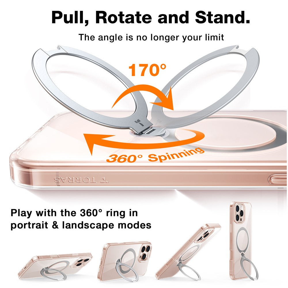 TORRAS Ostand Q3 Spin Series Case Compatible with MagSafe PC+TPU Case - For iPhone 16 Pro
