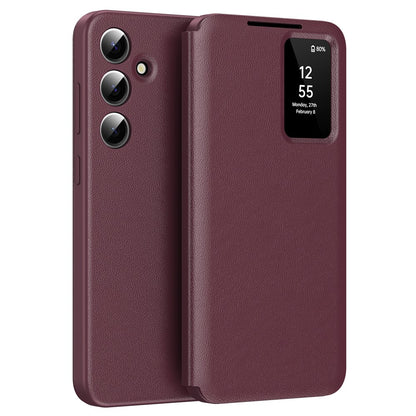 View Window PU Leather Wallet Case - For Samsung Galaxy S25