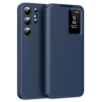 View Window PU Leather Wallet Case - For Samsung Galaxy S24 Ultra