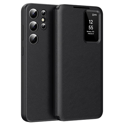 View Window PU Leather Wallet Case - For Samsung Galaxy S24 Ultra