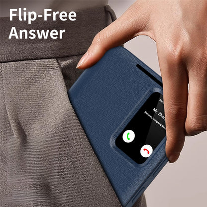 View Window PU Leather Wallet Case - For Samsung Galaxy S23 Ultra