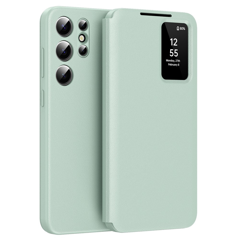 View Window PU Leather Wallet Case - For Samsung Galaxy S23 Ultra