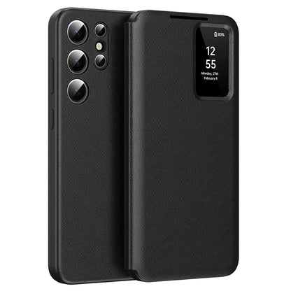 View Window PU Leather Wallet Case - For Samsung Galaxy S25 Ultra
