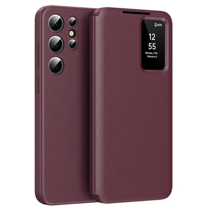 View Window PU Leather Wallet Case - For Samsung Galaxy S25 Ultra