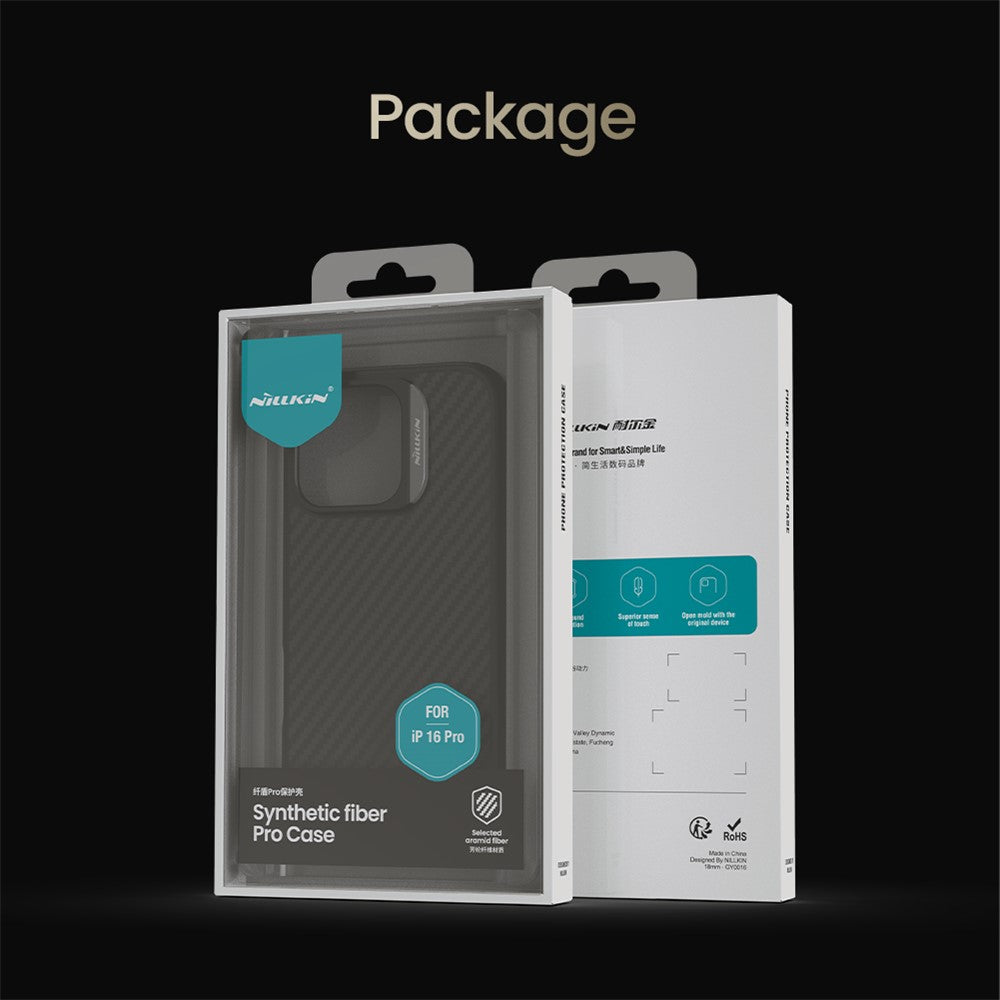 Nillkin Magnetic Case Carbon Fiber Texture TPU + PC Shockproof Phone Cover - For iPhone 16 Pro