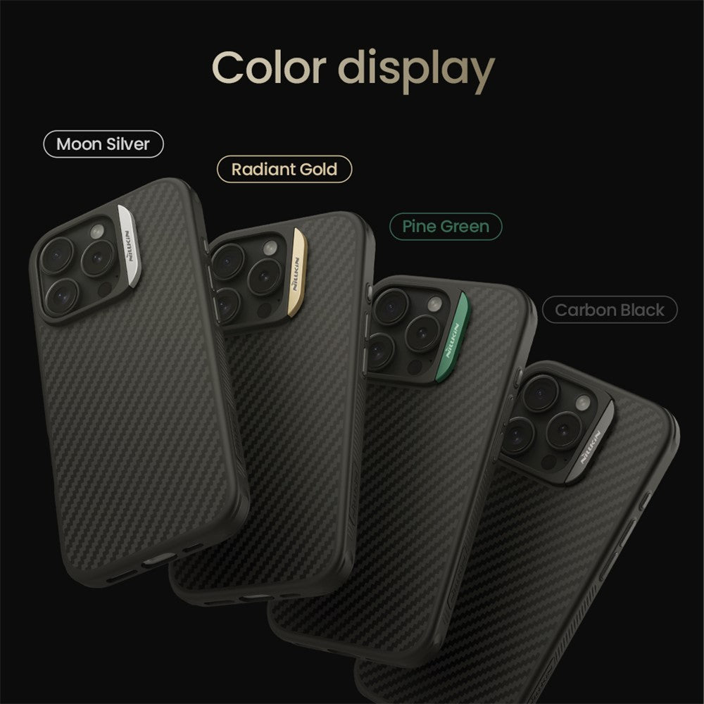 Nillkin Magnetic Case Carbon Fiber Texture TPU + PC Shockproof Phone Cover - For iPhone 16 Pro