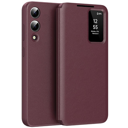 View Window PU Leather Wallet Case - For Samsung Galaxy S25 Edge