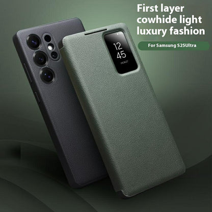 Qialino View Window Genuine Cow Leather Wallet Case - For Samsung Galaxy S25 Ultra