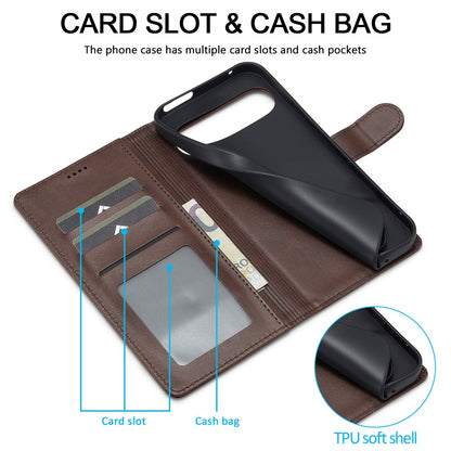 LC.IMEEKE Calf Texture PU Leather Wallet Case - For Google Pixel 10 Pro / 10 / 9 Pro / 9