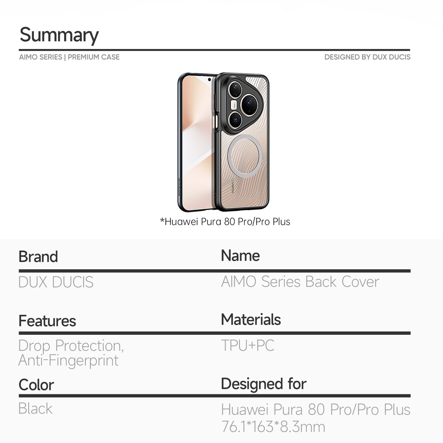 Dux Ducis Aimo Series PC + TPU MagSafe Case (REACH Certification) - For Huawei Pura 80 Pro / 80 Pro+