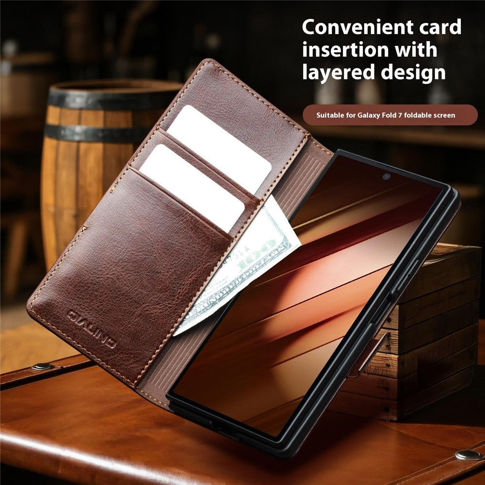 Qialino Genuine Cow Leather Wallet Case - For Samsung Galaxy Z Fold7