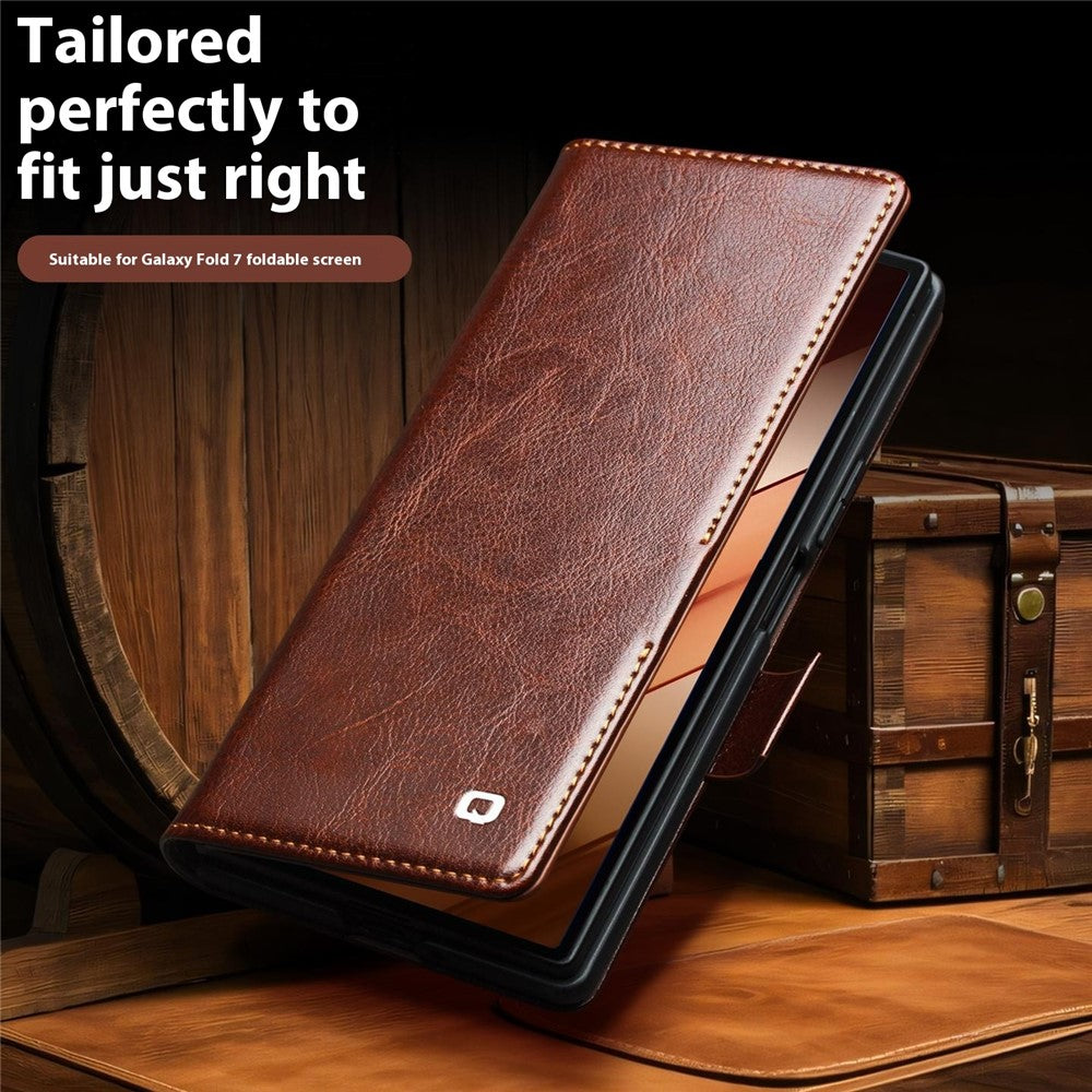 Qialino Genuine Cow Leather Wallet Case - For Samsung Galaxy Z Fold7