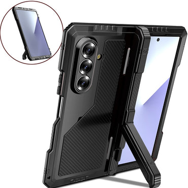 Aluminium Alloy + Silicone Kickstand Case with PET Screen Film - For Samsung Galaxy Z Fold7