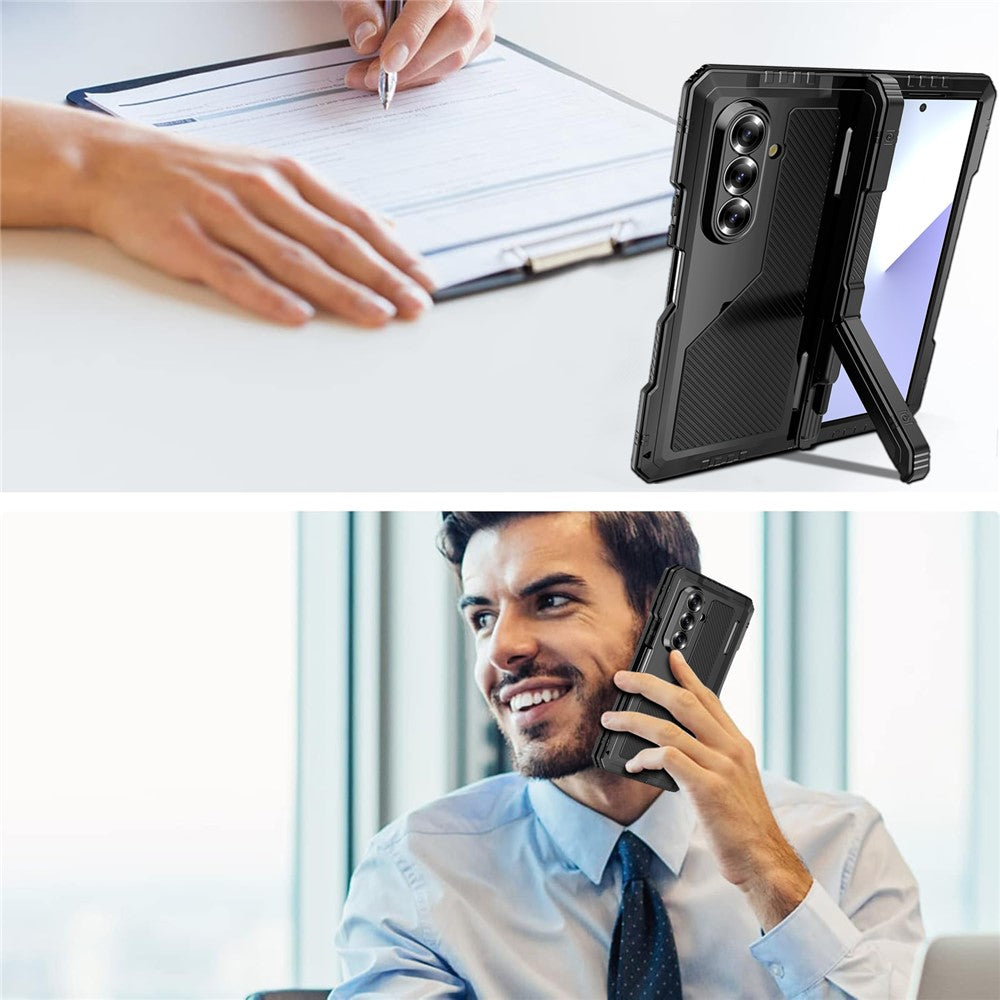 Aluminium Alloy + Silicone Kickstand Case with PET Screen Film - For Samsung Galaxy Z Fold7