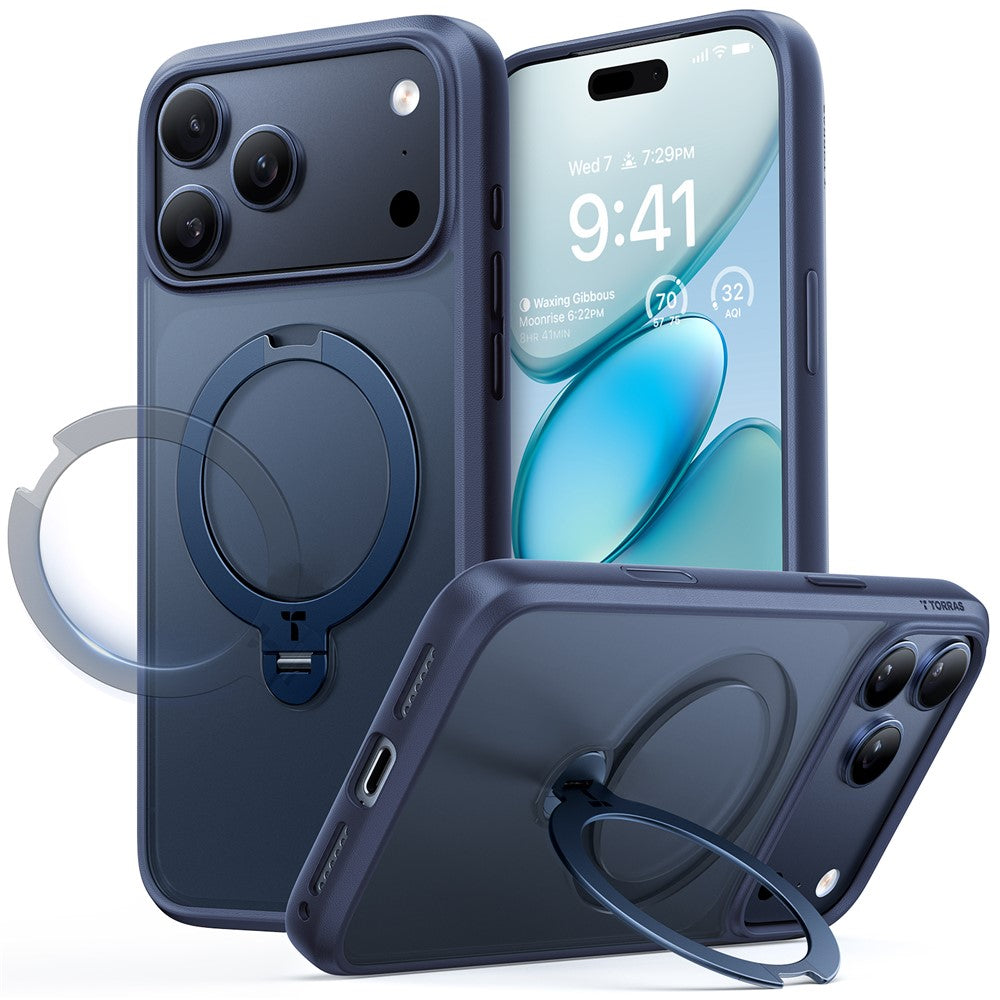 TORRAS Ostand Q3 Spin Series Case Compatible with MagSafe PC+TPU Case - For iPhone 17 Pro Max