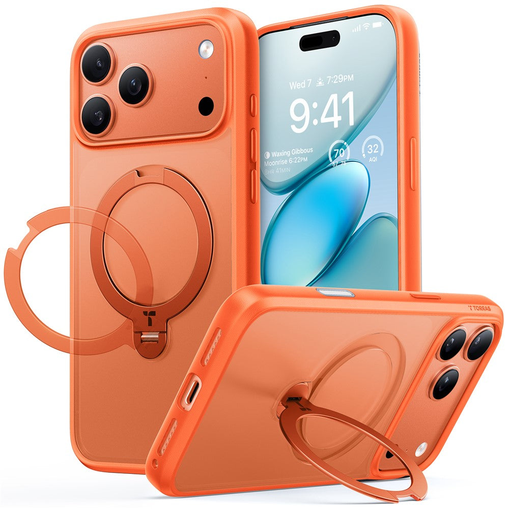 TORRAS Ostand Q3 Spin Series Case Compatible with MagSafe PC+TPU Case - For iPhone 17 Pro Max