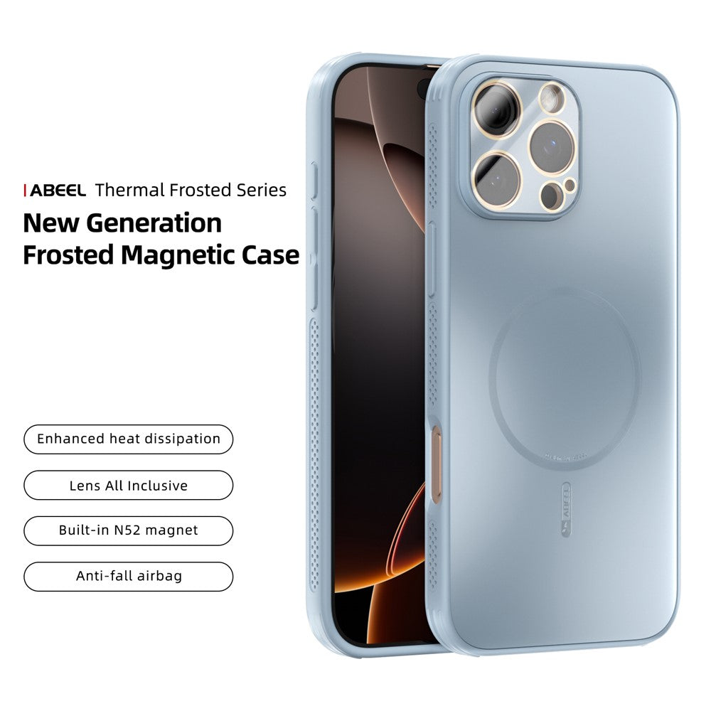 ABEEL Magnetic Case TPU PC Cooling Matte Phone Back Cover with Lens Film - For iPhone 16 Pro