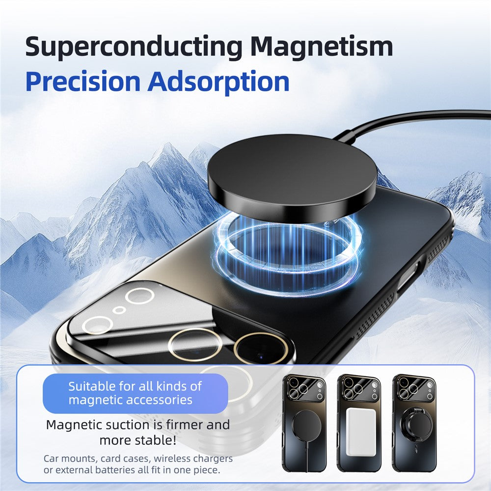 ABEEL Magnetic Case TPU PC Cooling Matte Phone Back Cover with Lens Film - For iPhone 16 Pro