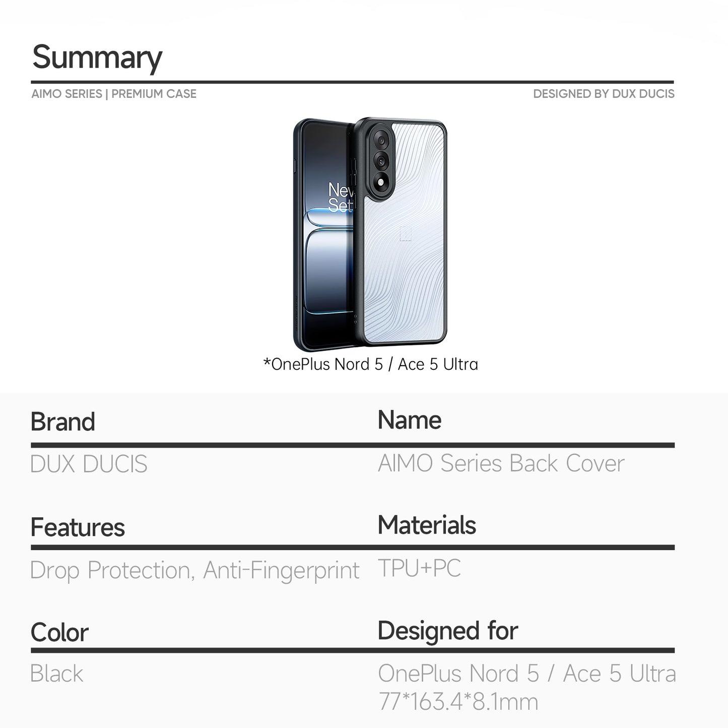 Dux Ducis Aimo Series TPU+PC Cover (REACH Certification) - For OnePlus Nord 5 / Ace 5 Ultra