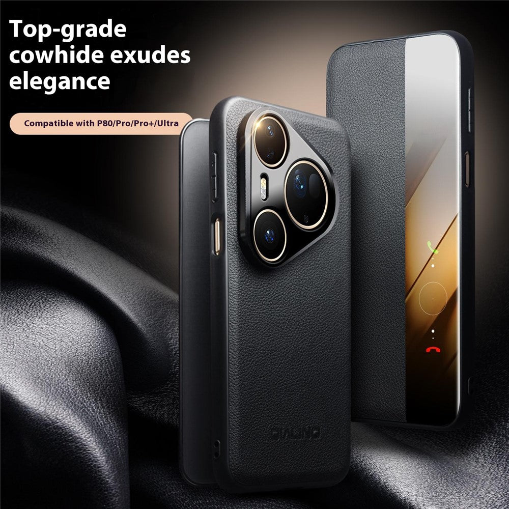 Qialino Genuine Cow Leather Window View Full Wallet Case - For Huawei Pura 80 Pro / 80 Pro+
