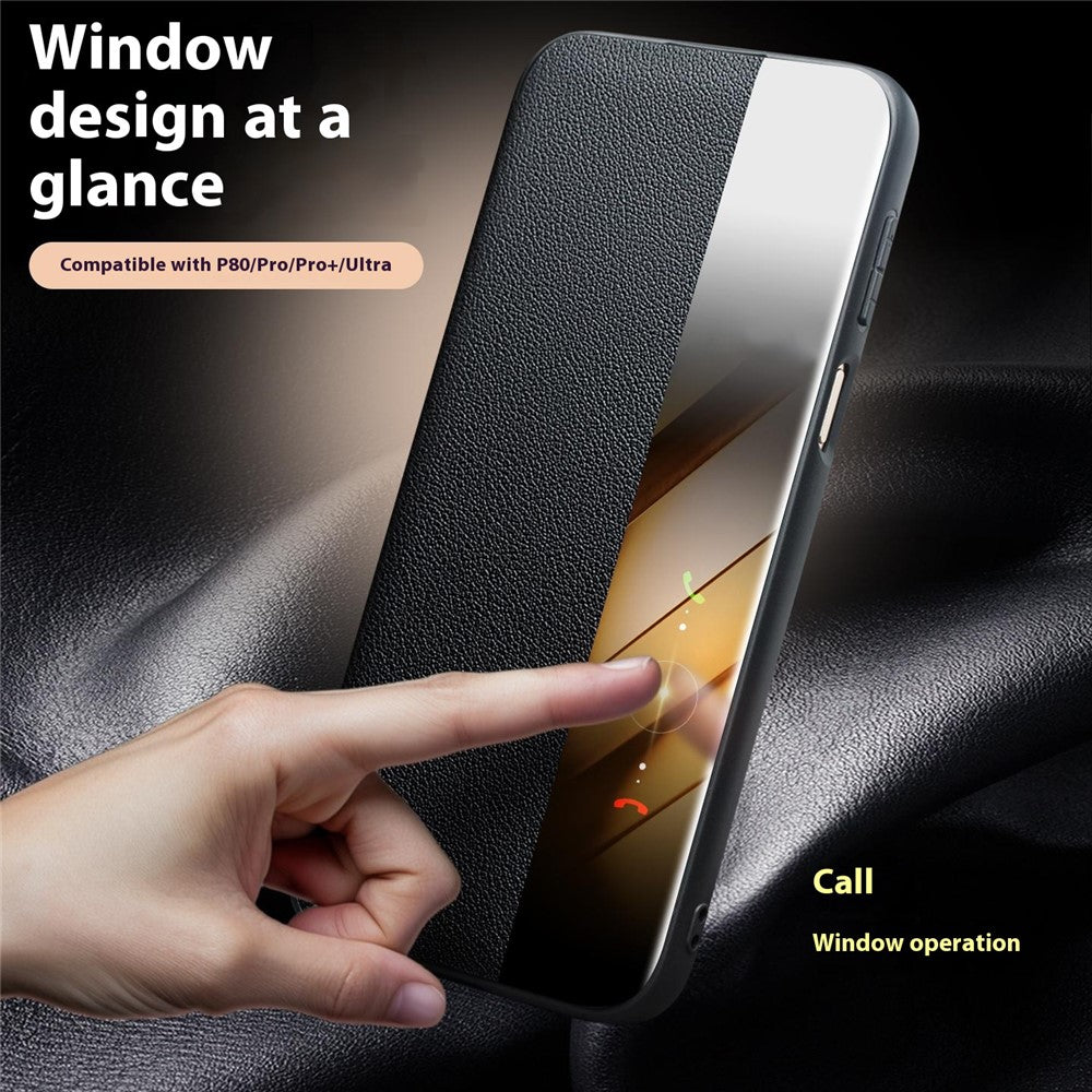 Qialino Genuine Cow Leather Window View Full Wallet Case - For Huawei Pura 80 Pro / 80 Pro+