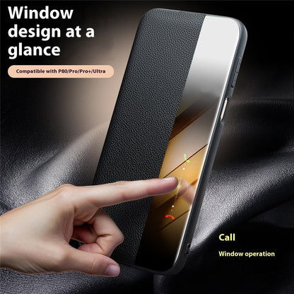 Qialino Genuine Cow Leather Window View Full Wallet Case - For Huawei Pura 80 Pro / 80 Pro+