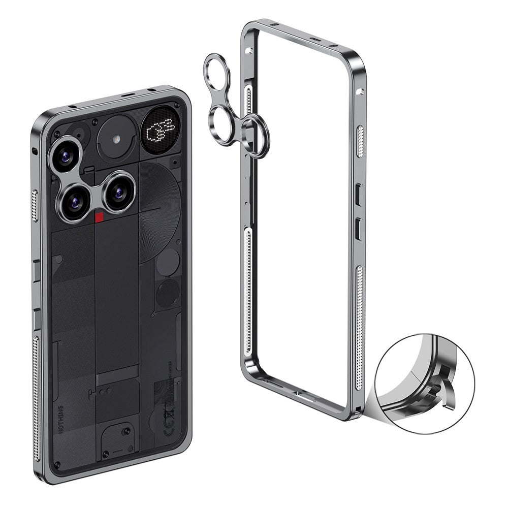 Bumper Case Metal Frame Heat Dissipation Cover with Lens Protector - For Nothing Phone (3)