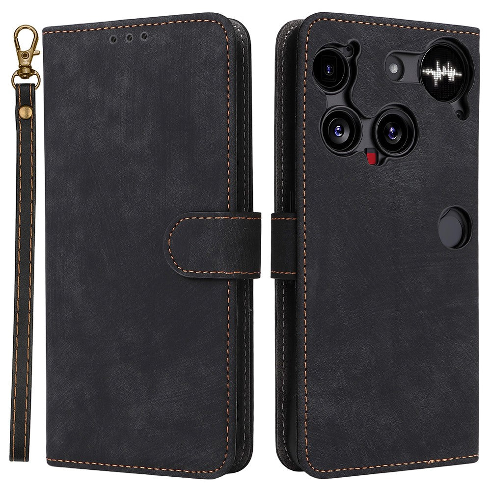 Wallet RFID Blocking PU Leather Phone Case Cover Stand with Strap - For Nothing Phone (3)