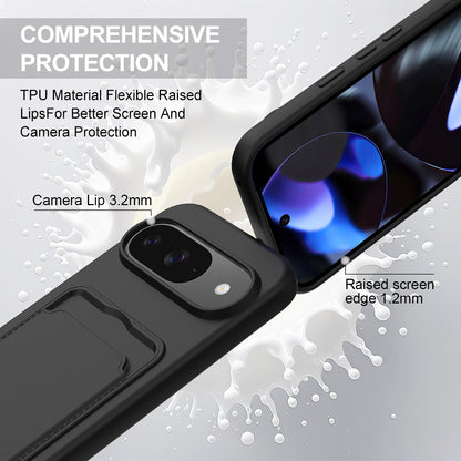 Liquid Silicone Case with Card Slot and Short Strap - For Google Pixel 9