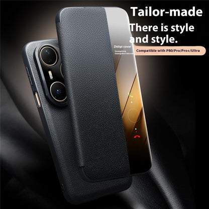 Qialino Genuine Cow Leather Window View Full Wallet Case - For Huawei Pura 80