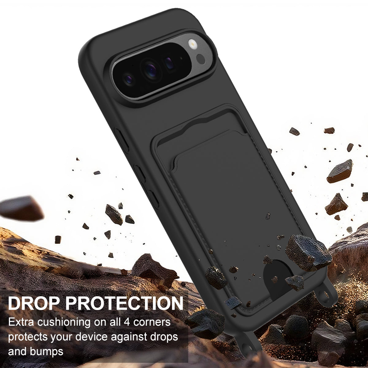 Liquid Silicone Case with Card Slot and Short Strap - For Google Pixel 10 Pro XL